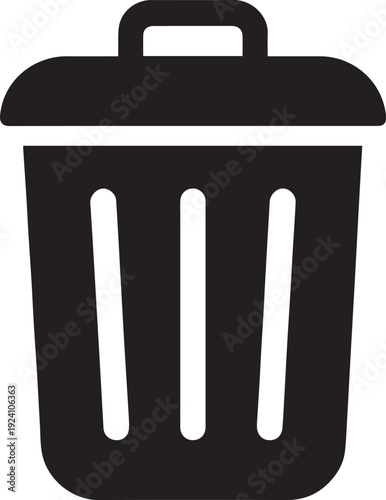 Black silhouette of a trash can with a handle on top garbage
