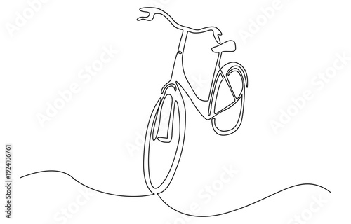 Bicycle continuous one line drawing minimalism design. Minimalist bike for eco friendly transport and healthy lifestyle concept.