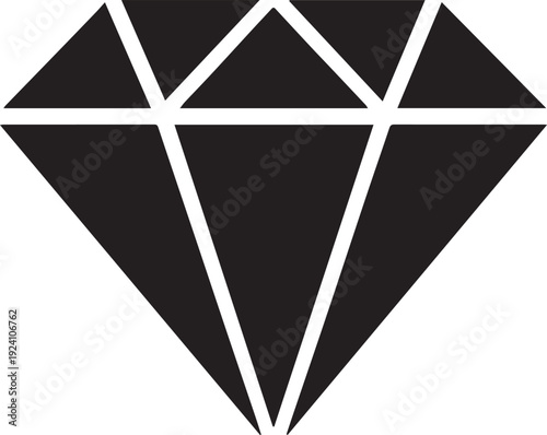 Solid black diamond shape with white lines on a plain white background