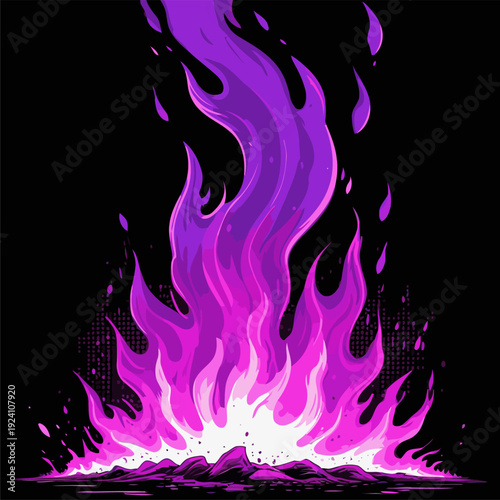 vector image of a purple campfire