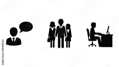 Business people communicating in different ways isolated on white background, Vector