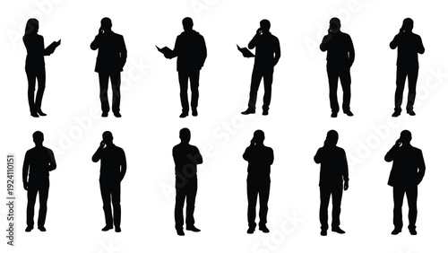 A group of people standing in different positions isolated on white background, Vector