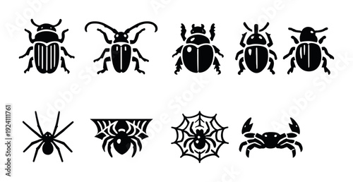 Insect and arachnid silhouettes displayed on dark gradient background