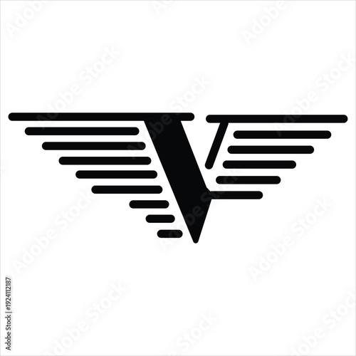 Bold black aviation monogram with wings, representing flight and luxury travel.