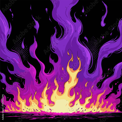 vector image of a purple campfire