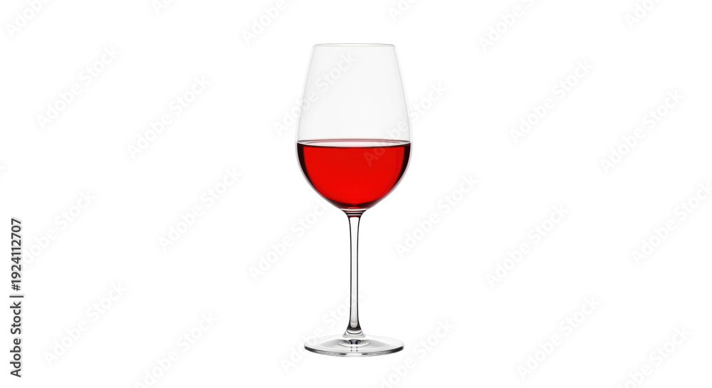 Fototapeta premium Isolated glass of red wine for celebrations and tasting, wine in stemware on a table top