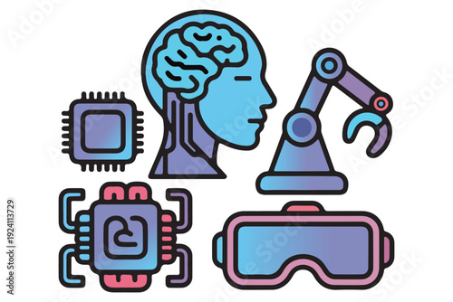 Future technology icons set