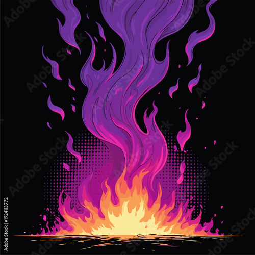 vector image of a purple campfire