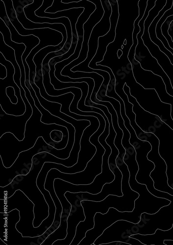 Tableau sur toile Curvas de nivel sobre fondo negro. Mapa topográfico