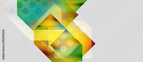 Abstract geometric shapes overlap. Vibrant colors blend, creating dynamic visual texture. Gradient effects enhance depth, modern design.