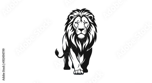 Majestic lion silhouette on white background
