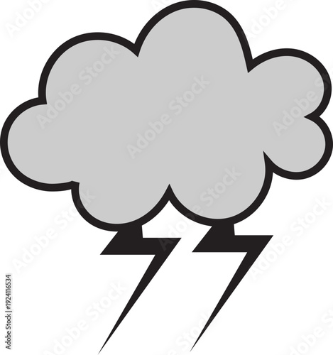 Storm Cloud Lightning Vector Icon