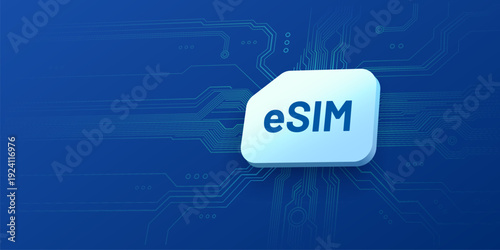 Modern eSIM digital embedded SIM card for mobile connectivity.