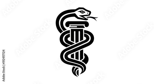 Medical symbol snake and column illustration