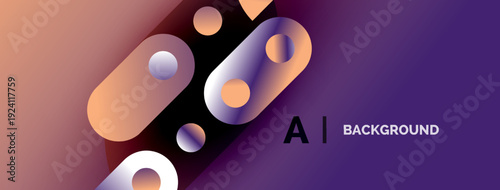Abstract colorful shapes, gradients, purple hues dominate design. Text reads AI BACKGROUND. Modern, vibrant visual presentation.