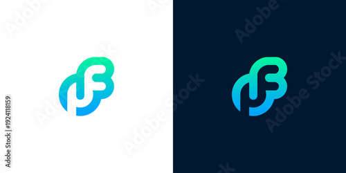 Abstract modern logo design with fluid, interconnected lines in a vibrant blue and green gradient, perfect for digital branding, innovation, and corporate identity