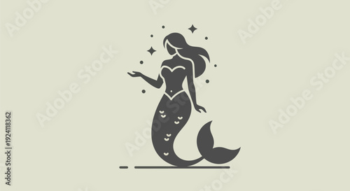 Mermaid silhouette with stars graphic