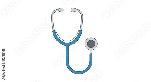 Blue stethoscope on white background medical illustration.