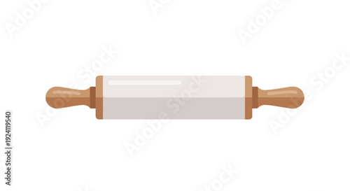 A digital illustration of a rolling pin with wooden handles and a white marble body.