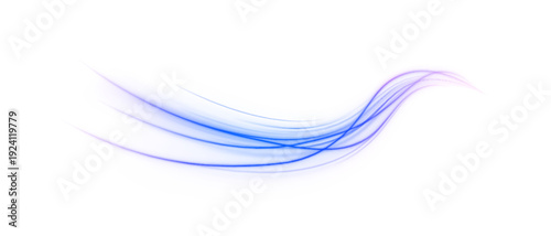 Shimmering cyan motion ribbons on transparent. Smooth lines simulate speed and modern technology. Perfect futuristic decoration.