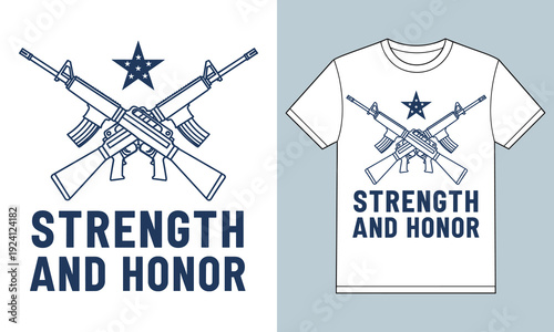 Strength and Honor: Crossed Rifles with American Star Emblem