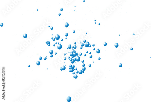 Abstract digital data network blue spheres white squares background isolated on transparent background