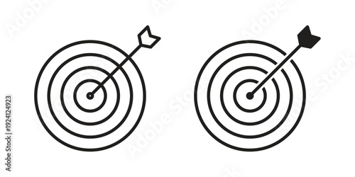 Aim icon vector pack. Thin linear and black flat style.