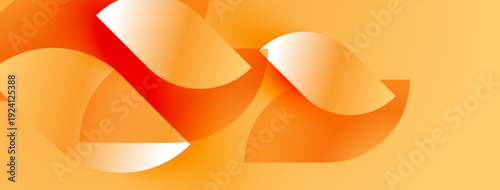 Abstract orange ribbons forming dynamic shapes. Warm tones, smooth curves, modern design, simple background.