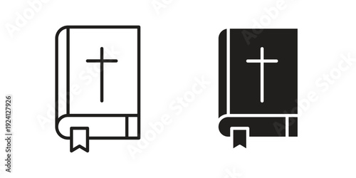 Bible icon vector pack. Thin linear and black flat style.