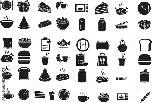 set of icons of food or meal icon 