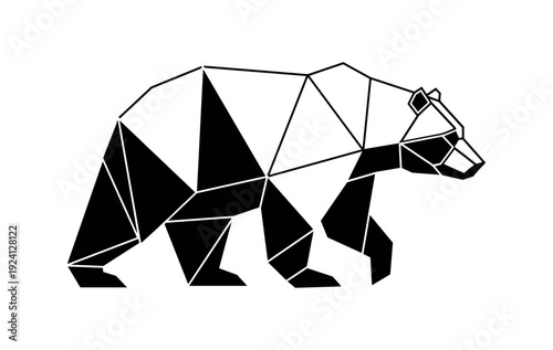 Geometric polygonal bear silhouette in low poly style
