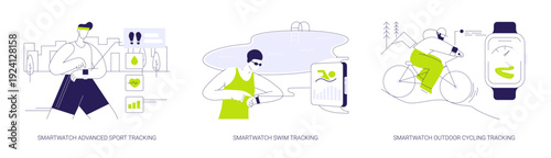 Smartwatch tracking features isolated cartoon vector illustrations se