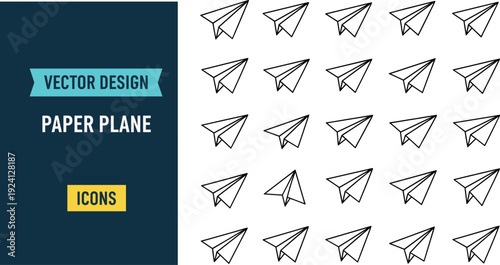 Set of paper airplane icons in different flight angles representing send, travel, delivery and message movement vector design