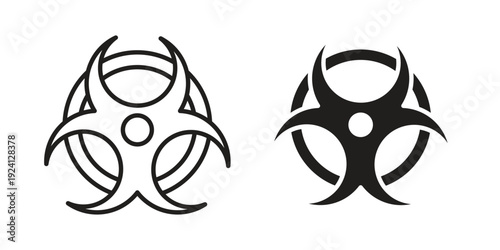 Biohazard icon vector pack. Thin linear and black flat style.