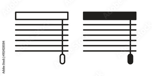 Blinds icon vector pack. Thin linear and black flat style.