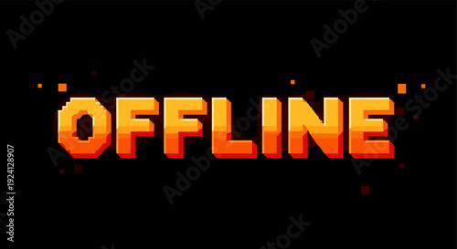 Retro pixel art offline text with glitch effect