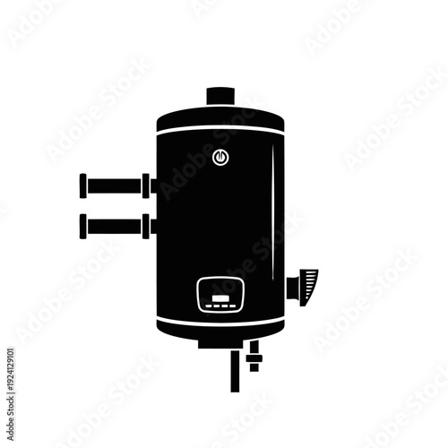 Basement Boiler Water Heater Silhouette for Building Systems - Maintenance Concept