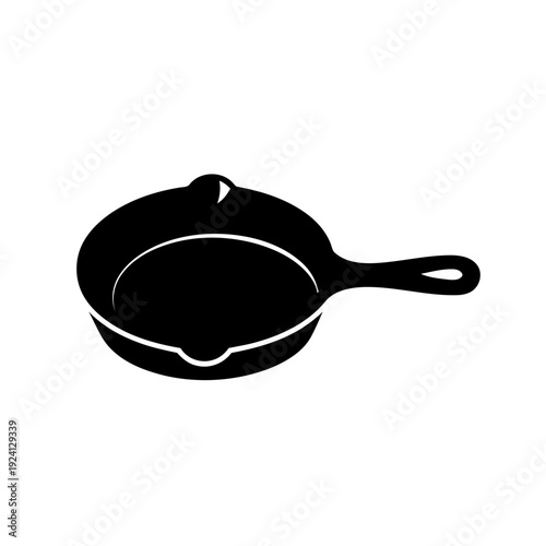 Heavy Cast Iron Skillet Silhouette for Durable Cooking - Culinary Tool Concept