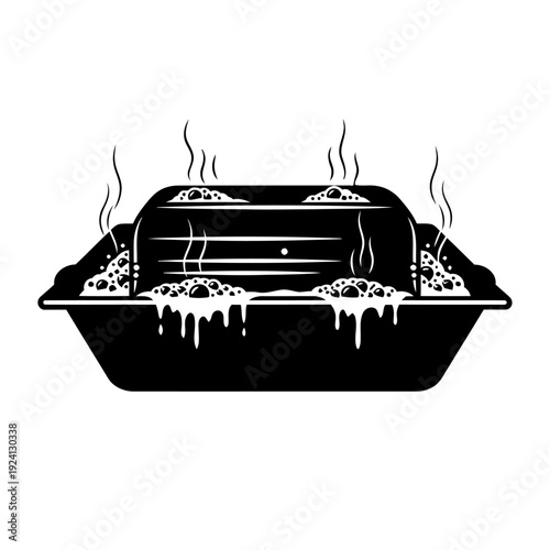 Syrup Boiling Evaporator Pan Silhouette for Sap Processing - Sugar Harvesting Concept