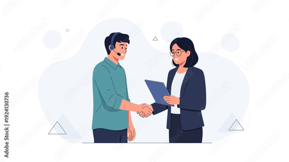 Obraz premium Business handshake, customer service, partnership agreement, modern flat design