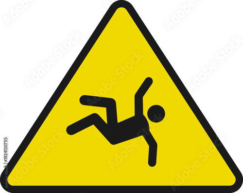 Warning sign of person falling down
