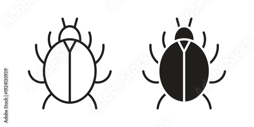 Bugs icon vector pack. Thin linear and black flat style.
