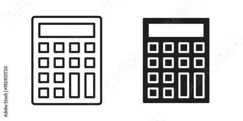 Calculator icon vector pack. Thin linear and black flat style.