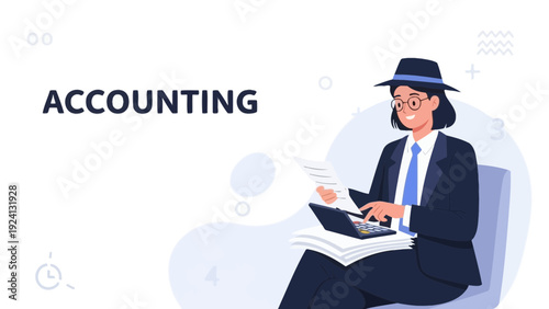 Accounting Professional Working with Calculator and Documents