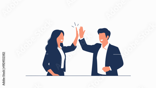 Business team high five celebrating success, teamwork, partnership, achievement