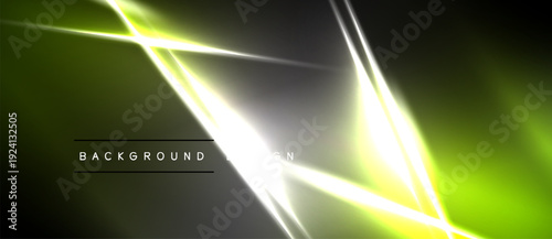 Abstract neon lines create dynamic glow effect. Dark background emphasizes bright shapes, modern design element.