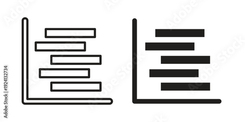 Chart gantt icon vector pack. Thin linear and black flat style.