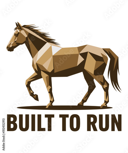Geometric horse running strength speed power vector illustration flat design