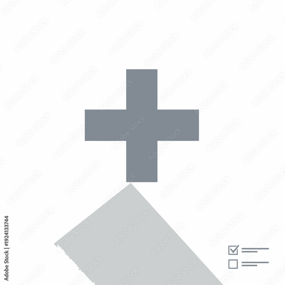 Obraz premium Simple Plus Sign Icon with Shadow Effect.
