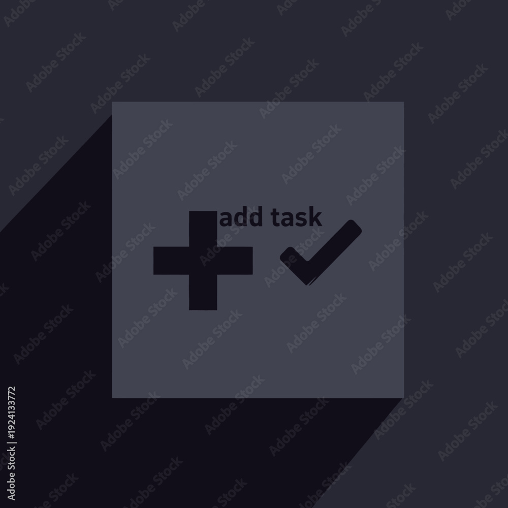 Obraz premium Simple graphic icon representing adding a task with a plus sign and checkmark.